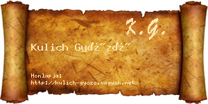 Kulich Győző névjegykártya